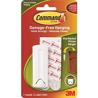 Command 17041 Picture Hanger, 5 lb Weight Capacity, Adhesive Strip Mounting, Plastic