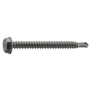 MIDWEST #10-14 x 2 in. 410 Stainless Steel Hex Washer Head Self-Drilling Screws, 25 Count