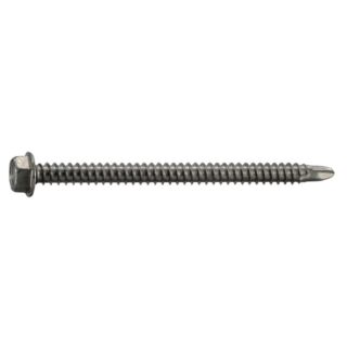 MIDWEST #12-14 x 3 in. 410 Stainless Steel Hex Washer Head Self-Drilling Screws, 12 Count