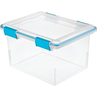 Sterilite 19334304 Gasket Box, 32 qt Capacity, Plastic, Blue Aquarium/Clear