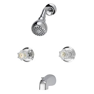 Boston Harbor Tub and Shower Faucet, 2 gpm at 80 psi, Zinc Tub Spout, 2 Acrylic Round Handle, Chrome