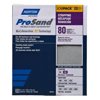Norton 9 in. x 11 in. ProSand Sanding Sheets 80 Grit, 20 Pack