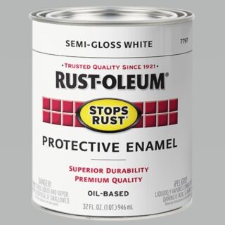 Rust-Oleum® Stops Rust®, Semi-Gloss Protective Enamel, White, Oil-Based, Quart