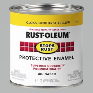 Rust-Oleum® Stops Rust®, Gloss Protective Enamel, Sunburst Yellow, Oil-Based, Half Pint