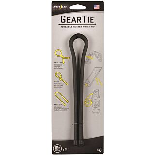 Nite Ize GT18-2PK-01 Reusable Gear Tie, Rubber, Black