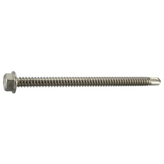 MIDWEST #14-13 x 4 in. 410 Stainless Steel Hex Washer Head Self-Drilling Screws, 6 Count