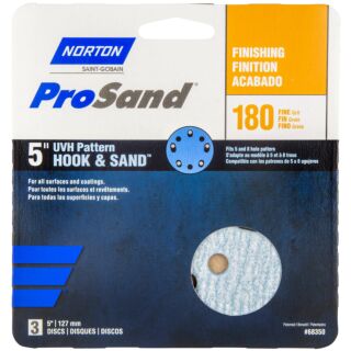 Norton 5 in. ProSand UVH Pattern Hook & Sand Discs 180 Grit, 3 Pack