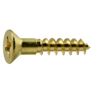 MIDWEST #10 x 1 in. Brass Phillips Flat Head Wood Screws, 40 Count