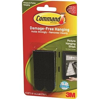 Command 17201BLK Picture Hanging Strip, 3 lb/set Weight Capacity, Foam