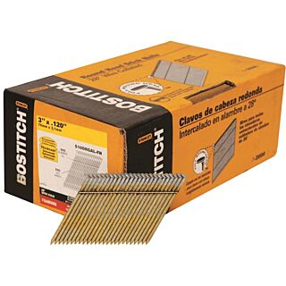 Bostitch Collated 3 in. x .120, 28 Degree, Stick Ring Shank Framing Nail, Thickcoat™, 2,000 Count
