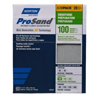 Norton 9 in. x 11 in. ProSand Sanding Sheets 100 Grit, 20 Pack