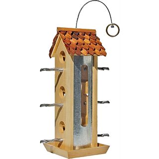 Perky-Pet Tin Jay Wood Bird Feeder, Fir Wood, Hanging/Pole Mounting