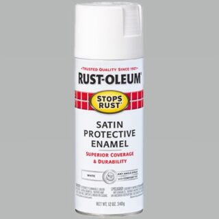 Rust-Oleum® Stops Rust®, Satin Protective Enamel, White, Oil-Based, Spray Paint, 12 oz.