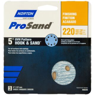 Norton 5 in. ProSand UVH Pattern Hook & Sand Discs 220 Grit, 3 Pack
