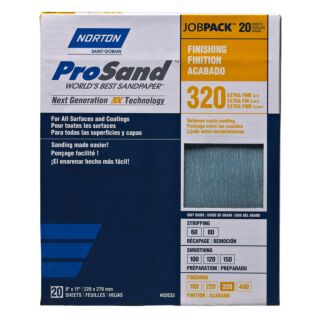 Norton 9 in. x 11 in. ProSand Sanding Sheets 320 Grit, 20 Pack