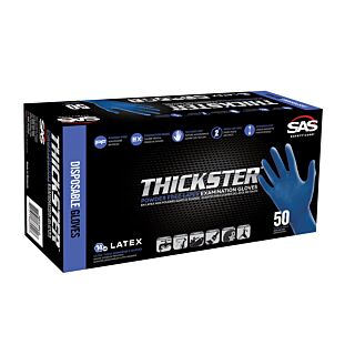 SAS Thickster® Powder Free Exam Grade Latex Gloves, Blue, Large Box