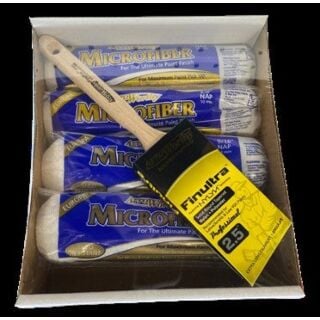 ArroWorthy® 5-Piece Project Kit, 2 - 9 in. x 3/8 in. Microfiber Rollers, 2 - 9 in. x 9/16 in. Microfiber Roller Covers, and 1 - 2 1/2 in. Finutra Nyln/Polyester Brush