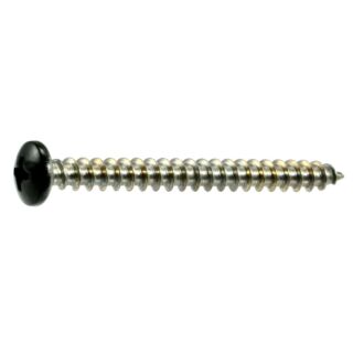 MIDWEST #10 x 2 in. Black Painted 18-8 Stainless Steel Phillips Pan Head Sheet Metal and Shutter Screws, 15 Count