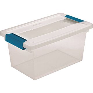 Sterilite 19628604 Clip Box, 3.8 qt Capacity, Plastic, Blue Aquarium/Clear