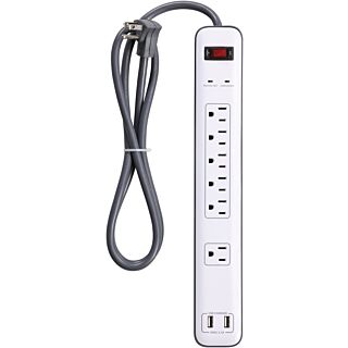 PowerZone OR525106 Surge Protector Power Strip, 125 V, 15 A, 6-Outlet, 1250 J Energy, White