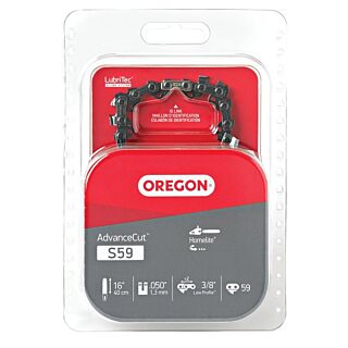 Oregon S59 Chainsaw Chain, 5/32 in File, 16 in L Bar, Stainless Steel