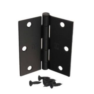 Hager, 3-1/2 in. x 3-1/2 in. Plain Bearing Mortise Steel Door Hinge with Square Corners, Removable Pin, (1D) Black, Pair