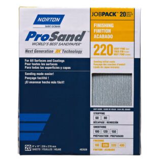 Norton 9 in. x 11 in. ProSand Sanding Sheets 220 Grit, 20 Pack