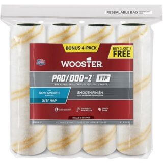 Wooster® RR868, 9 in. x 3/8 in. Nap Pro/Doo-Z FTP® Roller Cover, 4 Pack