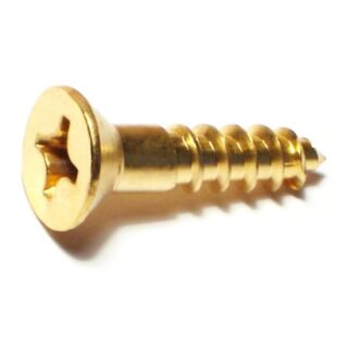 MIDWEST #12 x 1 in. Brass Phillips Flat Head Wood Screws, 30 Count