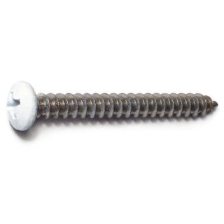MIDWEST #8 x 1½ in. White Painted 18-8 Stainless Steel Phillips Pan Head Sheet Metal Screws, 35 Count