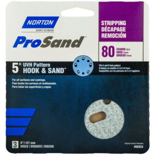 Norton 5 in. ProSand UVH Pattern Hook & Sand Discs 80 Grit, 3 Pack
