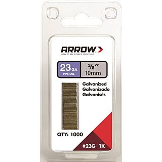 Arrow 23G10-1K Pin Nail, 3/8 in L, 23 ga