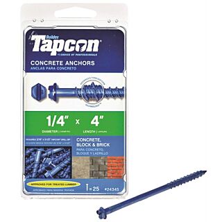 Tapcon Concrete Screw Anchor, ¼ in. x 4 in. 25 Count