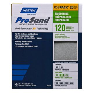 Norton 9 in. x 11 in. ProSand Sanding Sheets 120 Grit, 20 Pack