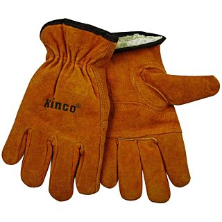 Kinco 51PL-M Driver Gloves, M, Thermal Pile Lining, Split Cowhide Leather, Gold