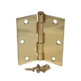 Hager, 3-1/2 in. x 3-1/2 in. Plain Bearing Mortise Steel Door Hinge with Square Corners, Removable Pin, (US3) Polished Brass, Pair