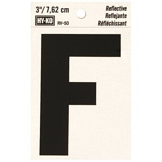 HY-KO RV-50/F Reflective Letter, Character F, 3 in H Character, Black Character