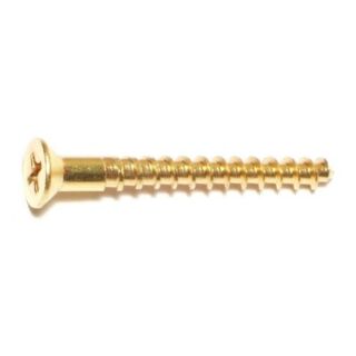 MIDWEST #8 x  1½ in. Brass Phillips Flat Head Wood Screws, 40 Count