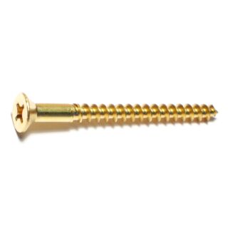 MIDWEST #12 x 2-1/2 in. Brass Phillips Flat Head Wood Screws, 15 Count