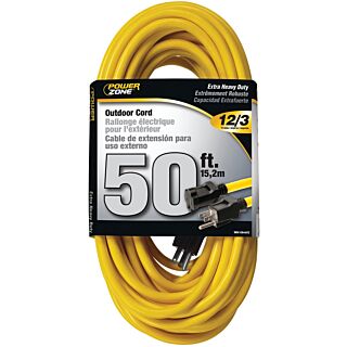 Powerzone Extra Heavy Duty Extension Cord, 12/3, Yellow 50 ft