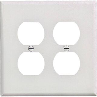 Eaton Wiring Devices PJ82W Mid-Size Duplex and Single Receptacle Wallplate, 2-Gang, Polycarbonate, White