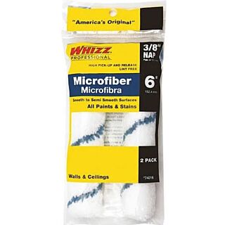 Whizz® 6 in. x 3/8 in. Nap, Microfiber  Mini Blue Stripe  Roller Cover, 2 Pack