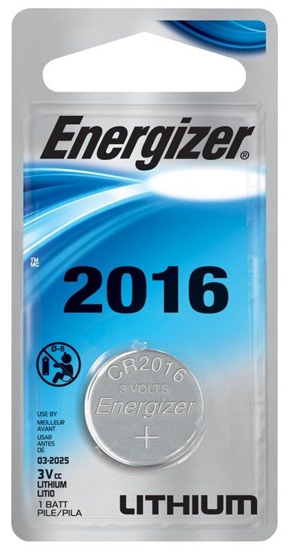 Energizer ECR2016BP Coin Cell Battery, CR2016 Battery, Lithium, Manganese  Dioxide, 3 V Battery