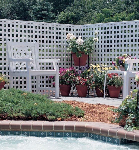 White lattice shop fence