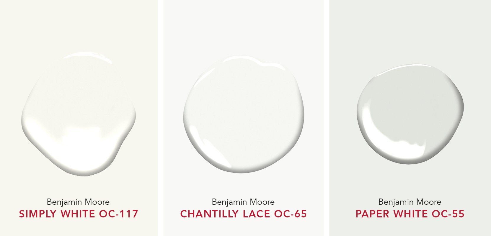 Simply White vs. Chantilly Lace vs. Paper White by Benjamin Moore