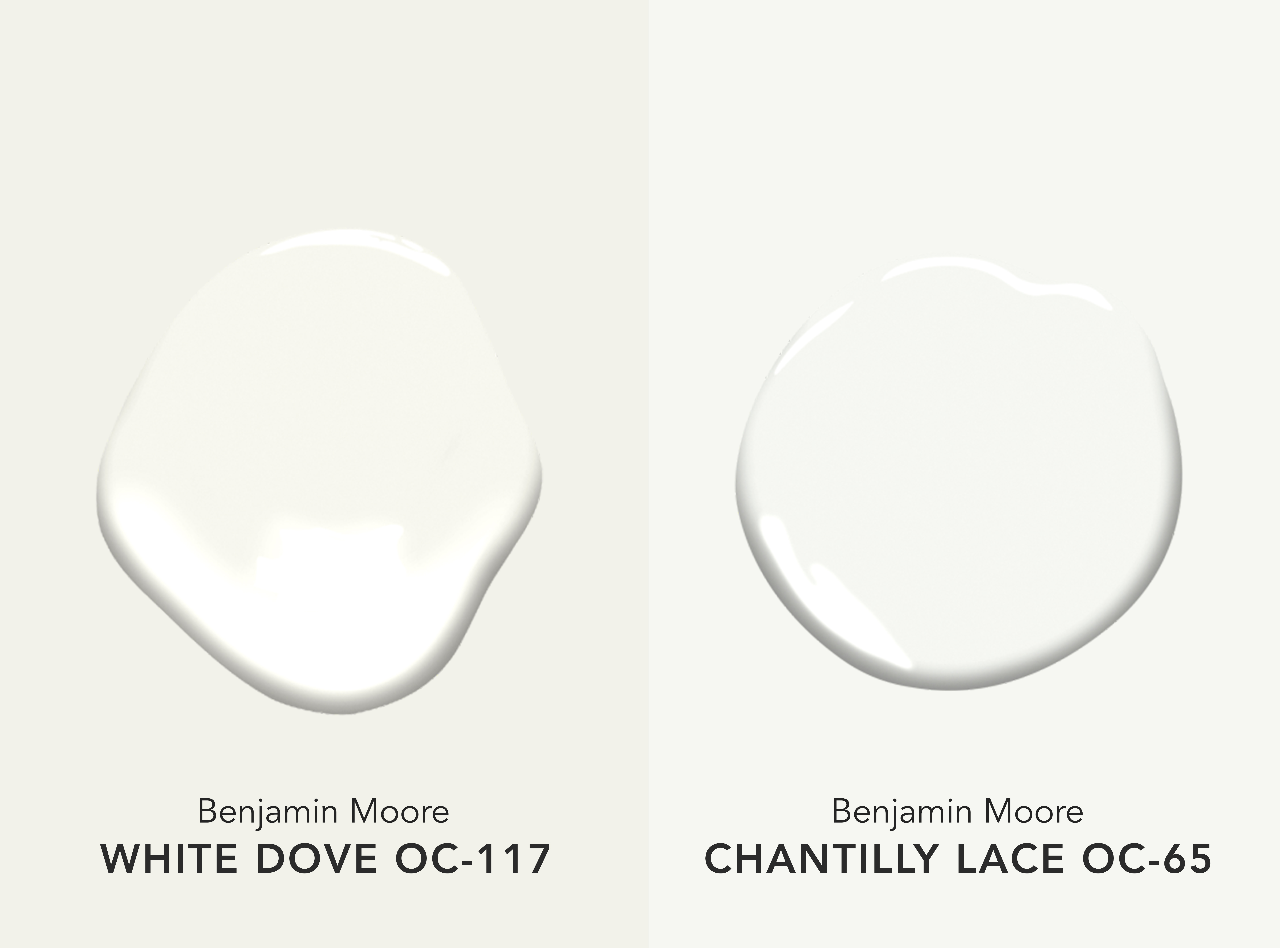 Benjamin Moore White Dove OC-17 vs Benjamin Moore Chantilly Lace OC-65