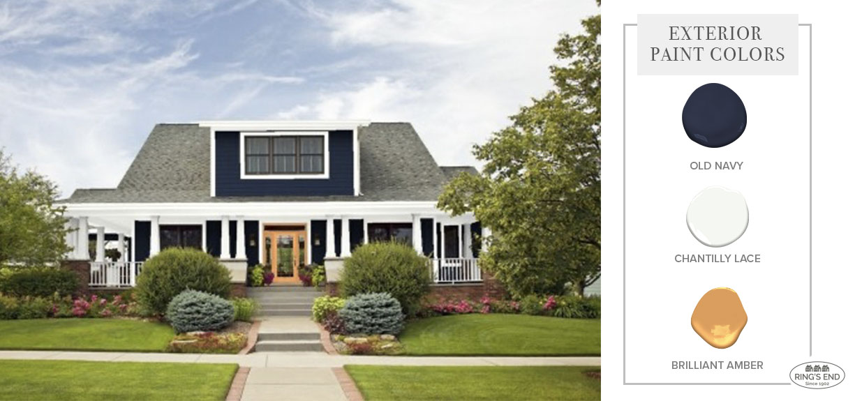 Old
Navy exterior paint, Chantilly Lace trim, Brilliant Amber orange front door,
Benjamin Moore