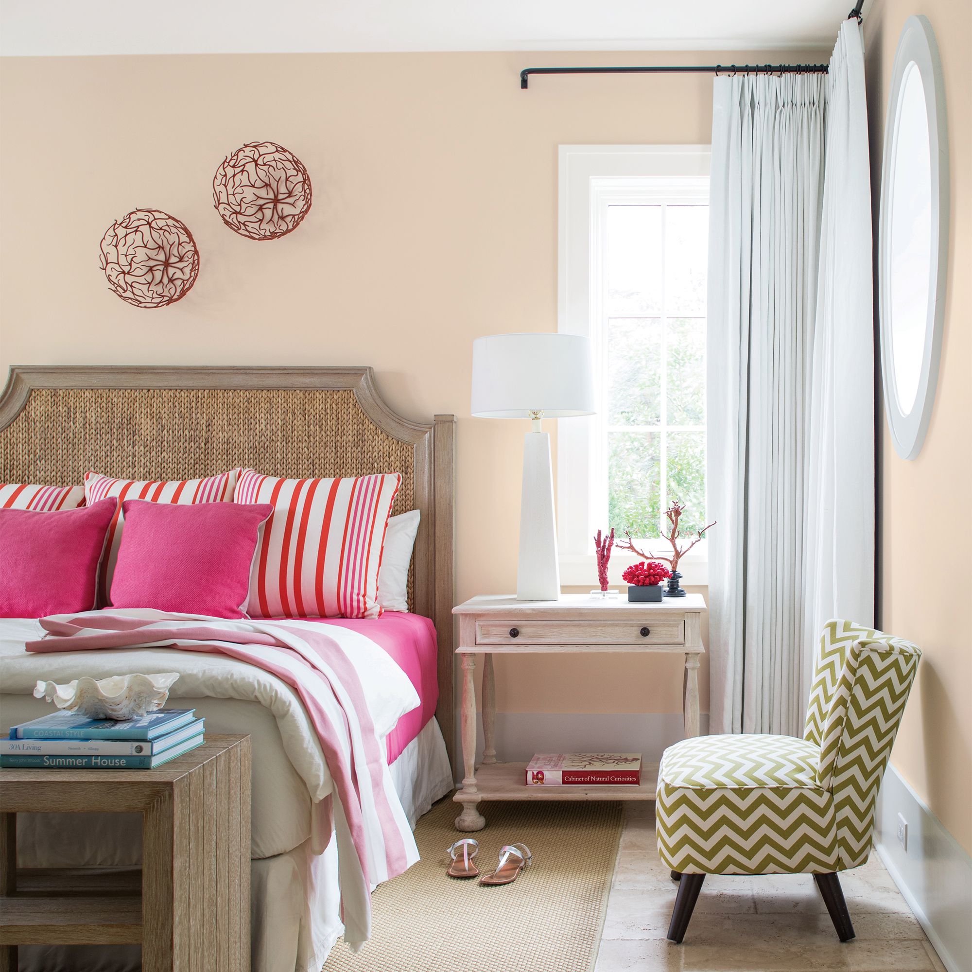 Beige Bedroom with Pink Accents
