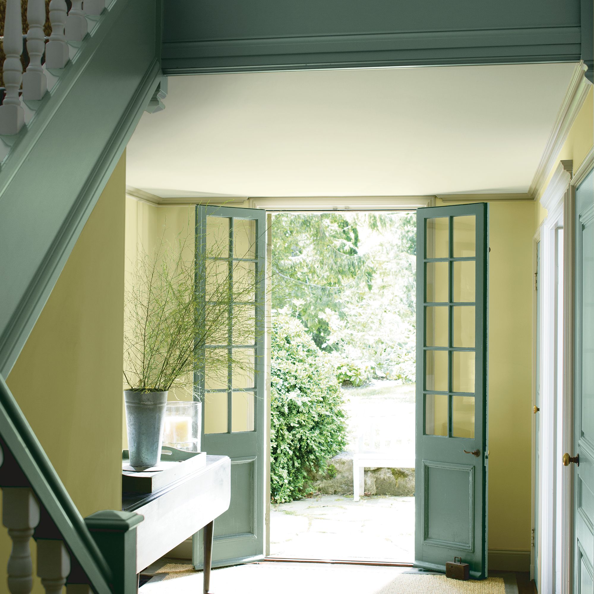 Green Entryway with Open Door