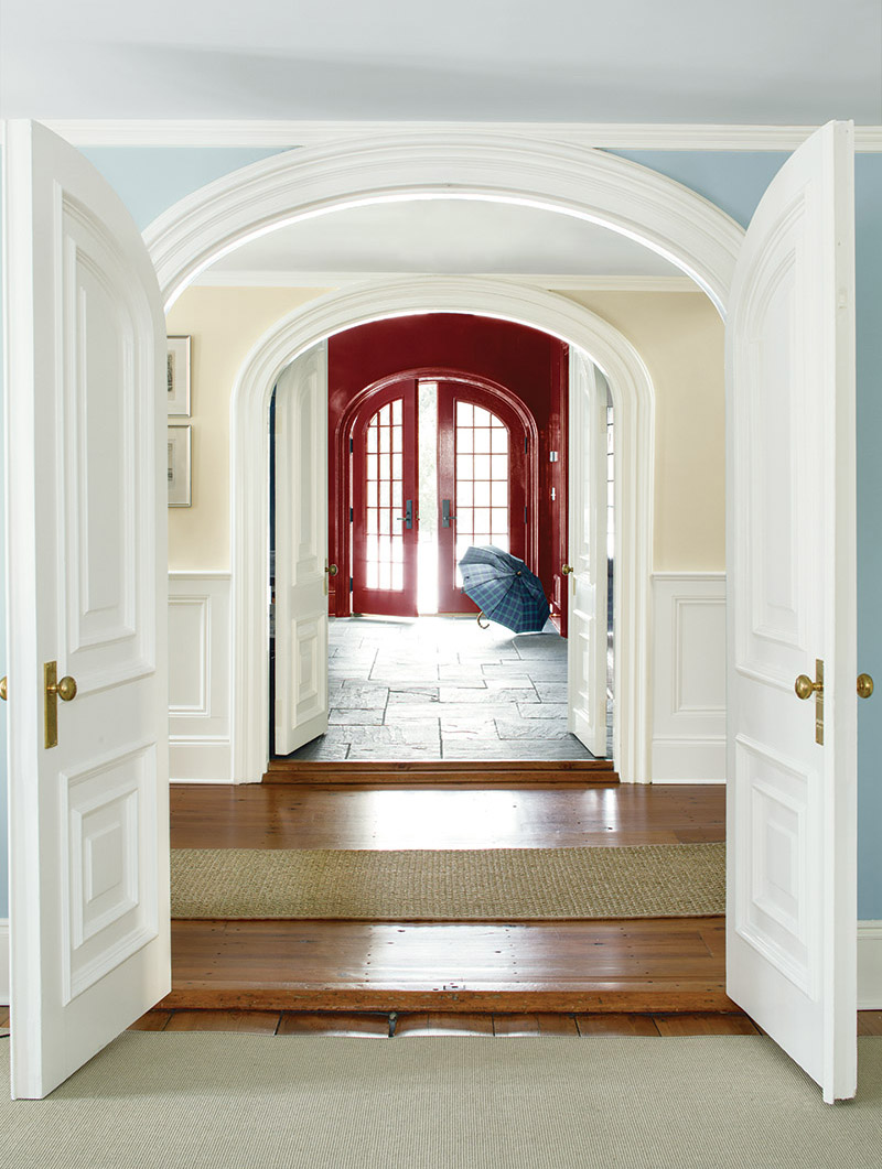 Entryway with Chantilly Lace doors and trim